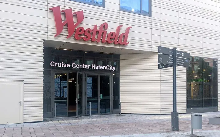 Entrance to Cruise Center HafenCity inside the Westfield Hamburg-Überseequartier
