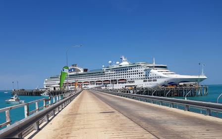 Princess cruise ship docked at the port of Broome, Australia