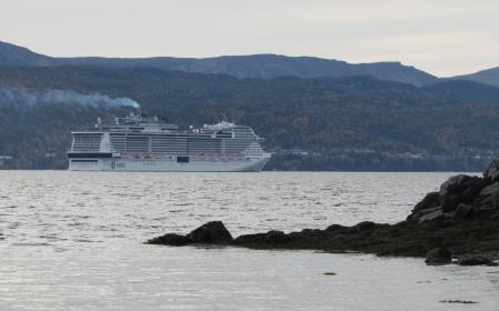 Cruise ship docked at the port of Corner Brook, Newfoundland