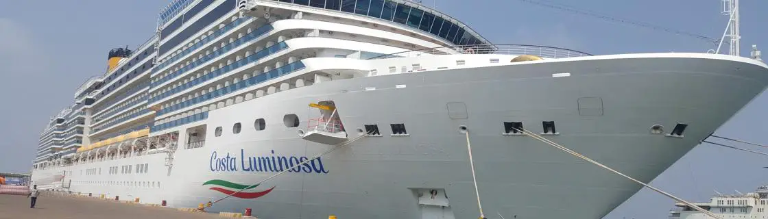 cruise ship at the port of Mormugao (Goa), India