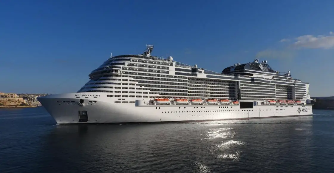 MSC Cruises Bellissima cruise ship sailing to homeport